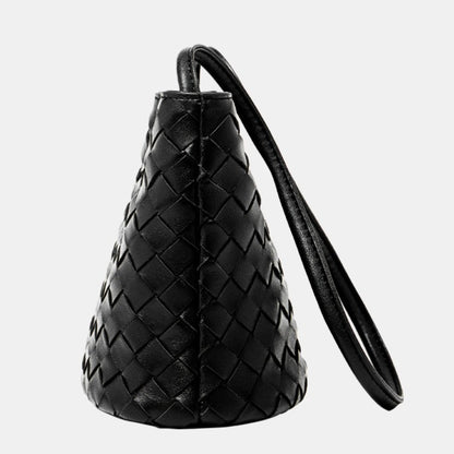 Handgefertigte gewebte Premium-weiche Echtleder-Schafsfell-Umhänge-Bucket Bag