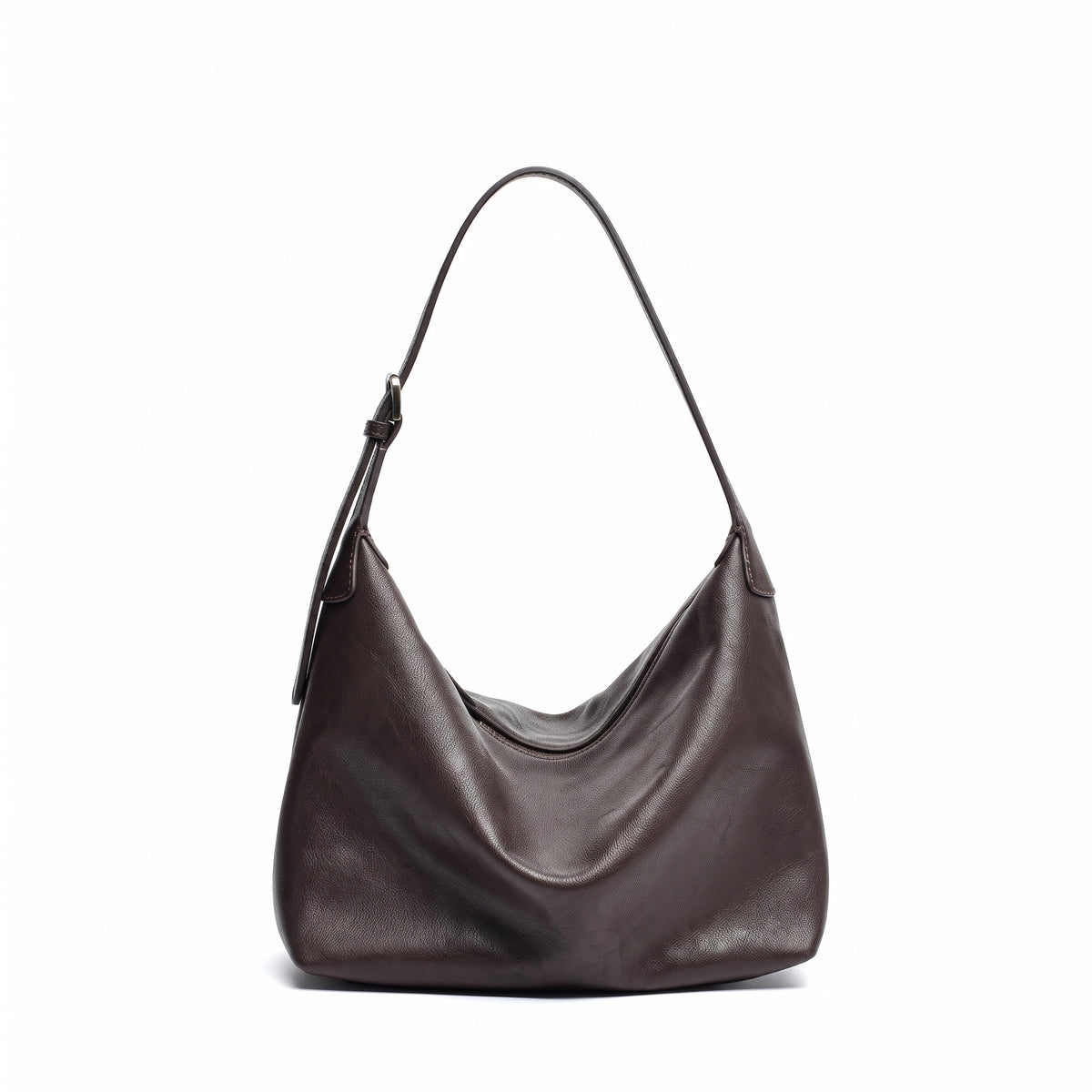 Supple Slouchy Genuine Leather Crescent Hobo Clutch Bag