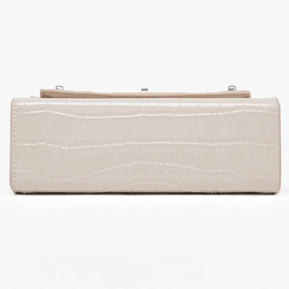 Borsa a tracolla minimalista in vera pelle effetto coccodrillo con manico