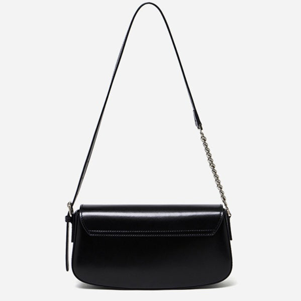 Minimalist Vintage Genuine Leather Baguette Saddle Bag