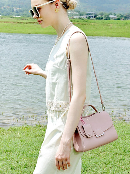 Chic Genuine Leather Square Flap Clutch Bag