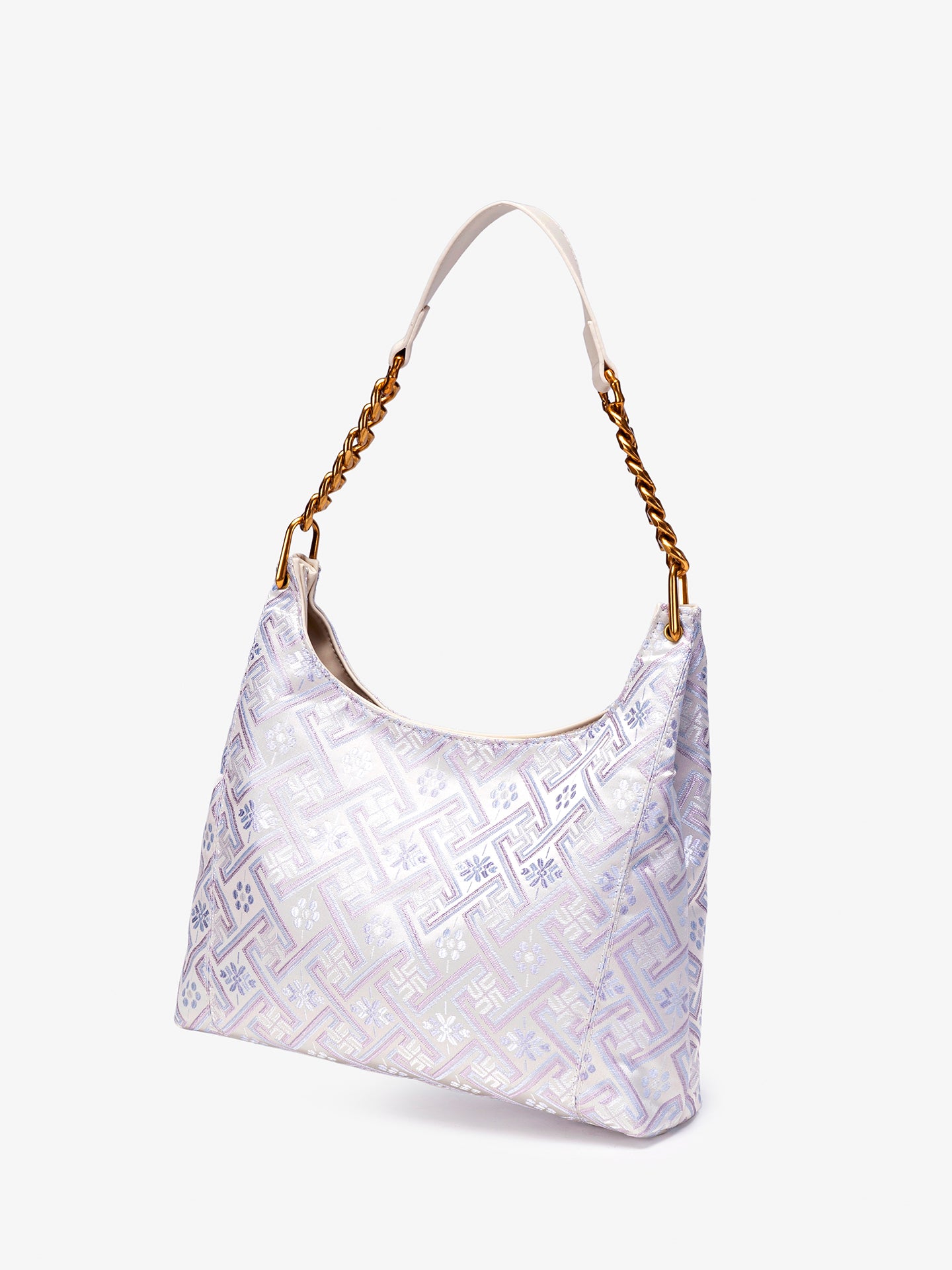 Artisanal Geometric Vegan Eco-Leather Hobo Chain Bag