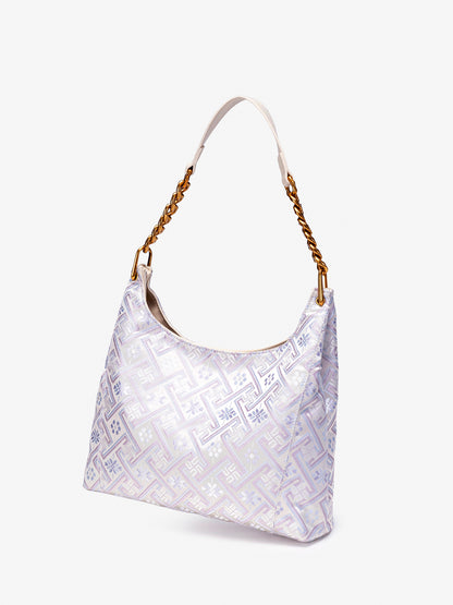Artisanal Geometric Vegan Eco-Leather Hobo Chain Bag