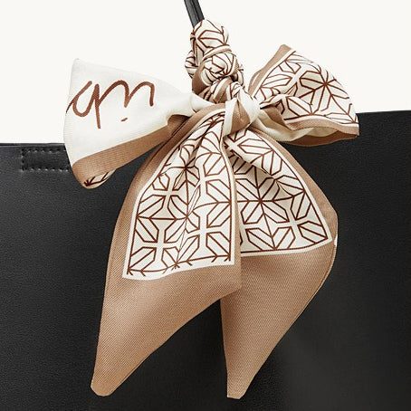 Parisian Chic Genuine Leather Bag - Minimalist Large Tote with Silk Scarf Accent