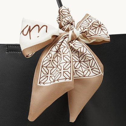 Parisian Chic Genuine Leather Bag - Minimalist Large Tote with Silk Scarf Accent