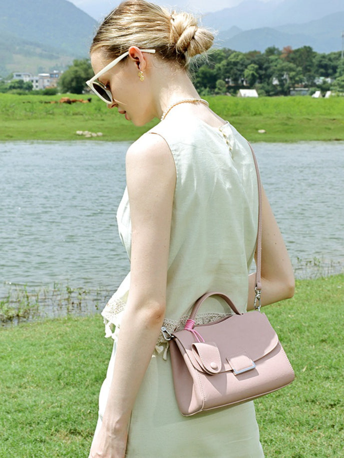 Chic Genuine Leather Square Flap Clutch Bag