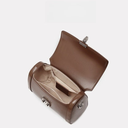 Chic Genuine Leather Cylinder Box Clutch Bag