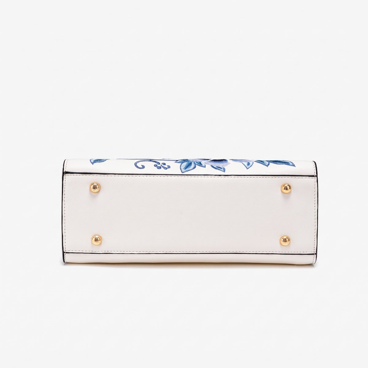 Borsa pochette elegante in ecopelle vegana ricamata a peonie, con charm