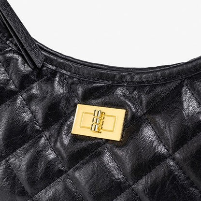Classic Quilted Vegan Eco-Leather Chain Hobo Clutch Bag
