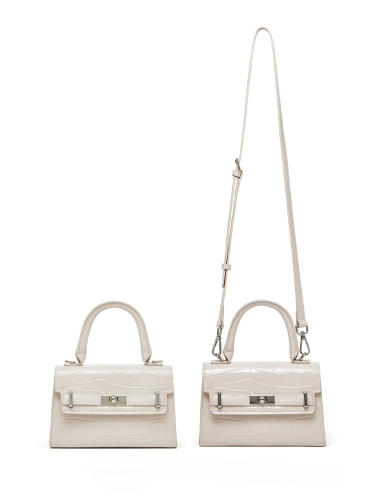 Minimalist Crocodile Pattern Handheld Genuine Leather Crossbody Bag