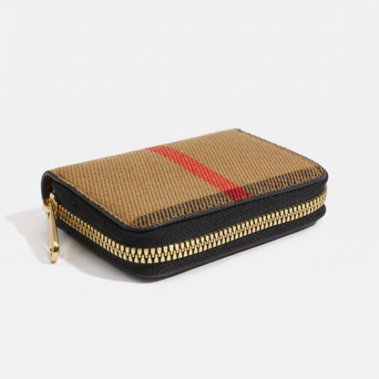 Portacarte vintage in tela stile tartan con cerniera