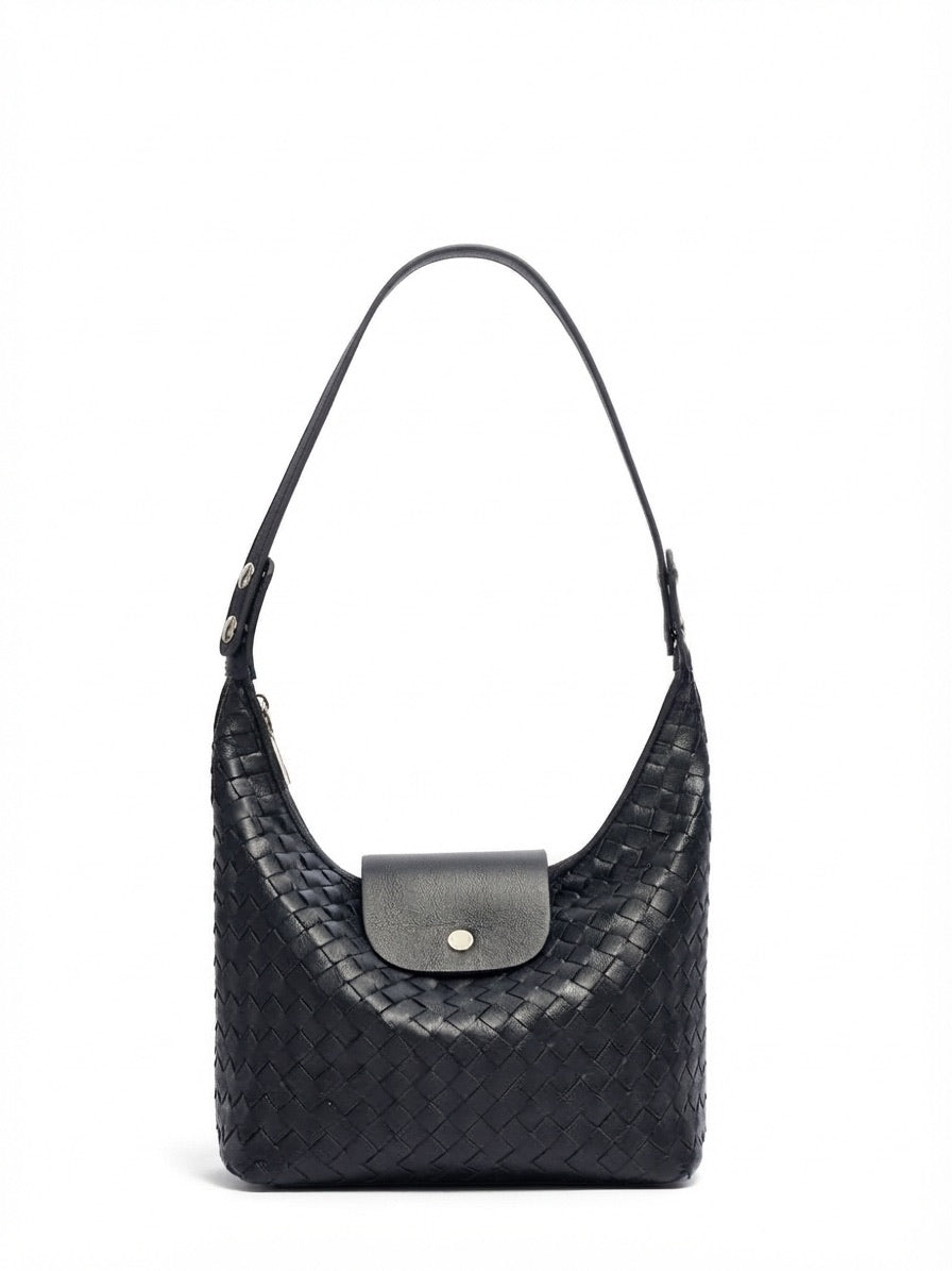 Elegant Woven Genuine Leather Hobo Clutch Bag