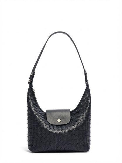 Elegant Woven Genuine Leather Hobo Clutch Bag