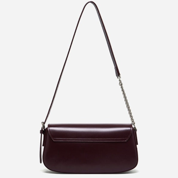 Minimalist Vintage Genuine Leather Baguette Saddle Bag
