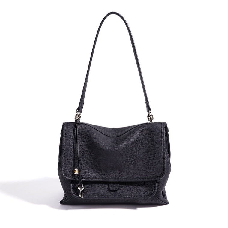 Slouchy Supple Genuine Leather Flap Messenger Clutch Bag