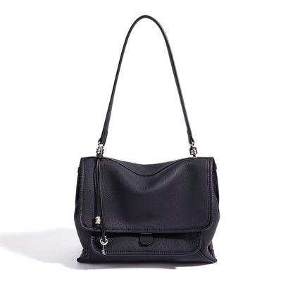 Slouchy Supple Genuine Leather Flap Messenger Clutch Bag