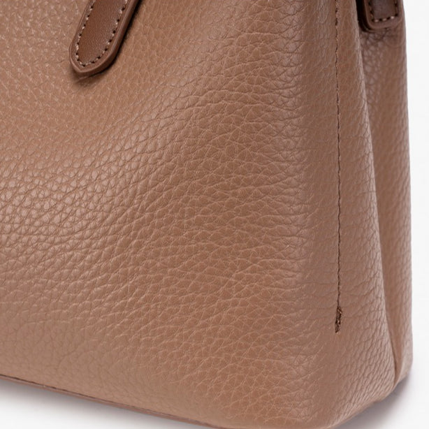Elegant Brown Pebbled Vegan Eco-Leather Crossbody Clutch Bag