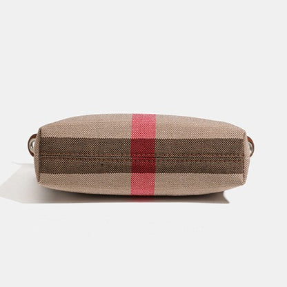 Bolso clutch bandolera de lona tejida con estampado clásico de cuadros británicos