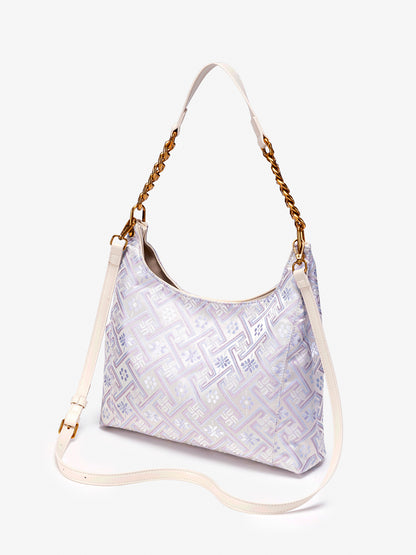 Artisanal Geometric Vegan Eco-Leather Hobo Chain Bag