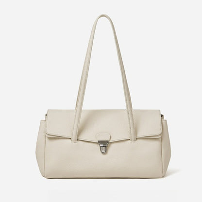 Sleek Pebbled Grain Texture Flap Genuine Leather Tote Clutch Bag