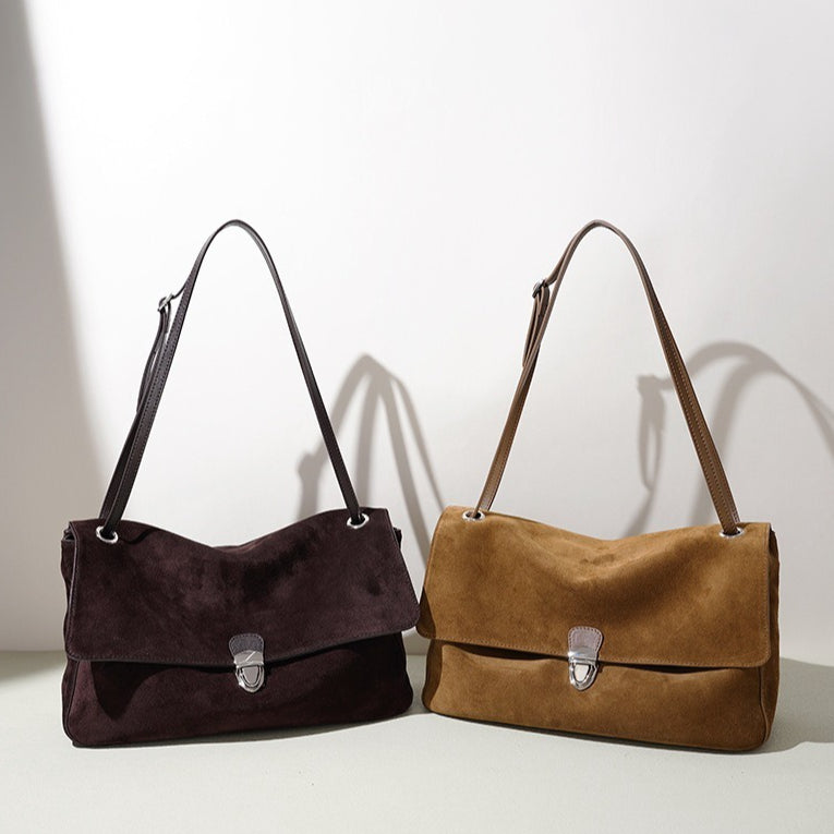 Vintage Luxe Suede Genuine Leather Clutch Bag