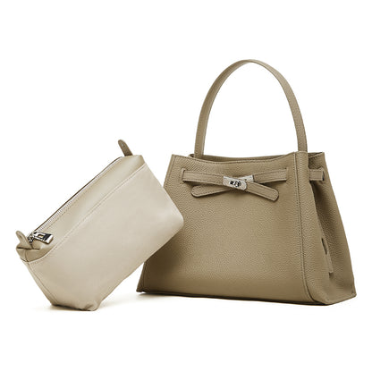 Ampia borsa tote a secchiello versatile in vera pelle Kelly sofisticata