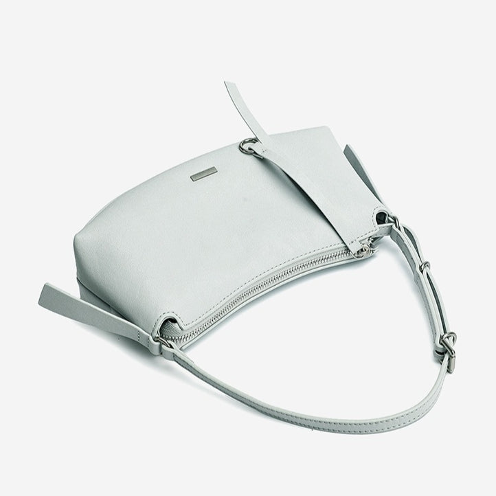 Elegant Genuine Leather Crescent Clutch Bag