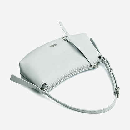 Elegant Genuine Leather Crescent Clutch Bag