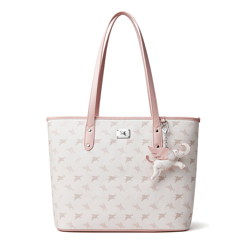 Ampia borsa a spalla tote di lusso vintage con monogramma Flying Elephant