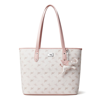 Ampia borsa a spalla tote di lusso vintage con monogramma Flying Elephant