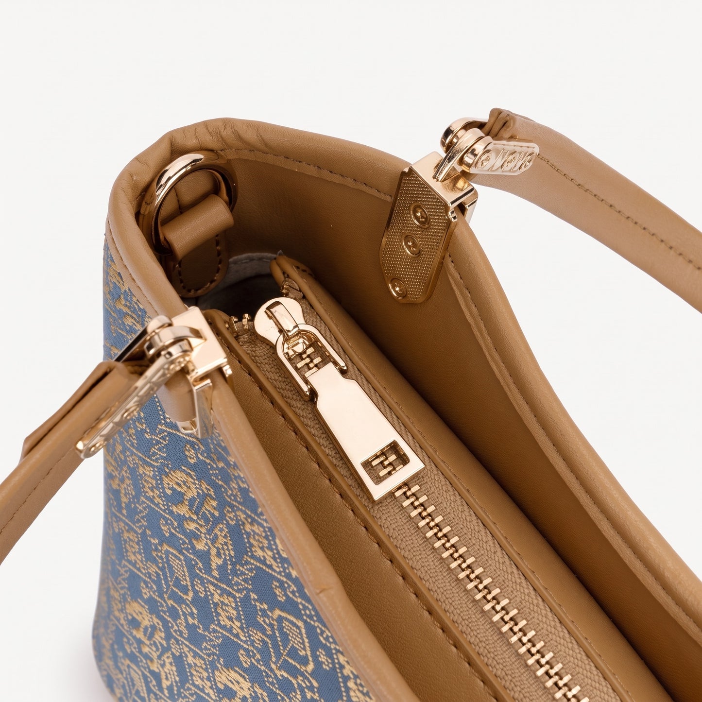 Refined Golden Elephant Motif Vegan Eco-Leather Bucket Clutch Bag