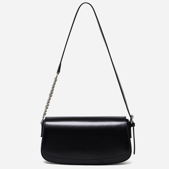 Minimalist Vintage Genuine Leather Baguette Saddle Bag