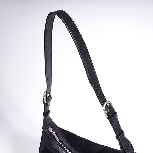Slouchy Crescent Nylon Hobo Clutch Bag
