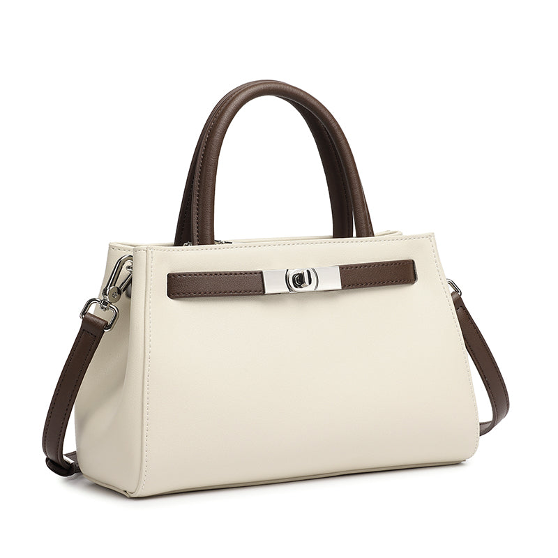 Elegante borsa Kelly a tracolla in vera pelle testurizzata