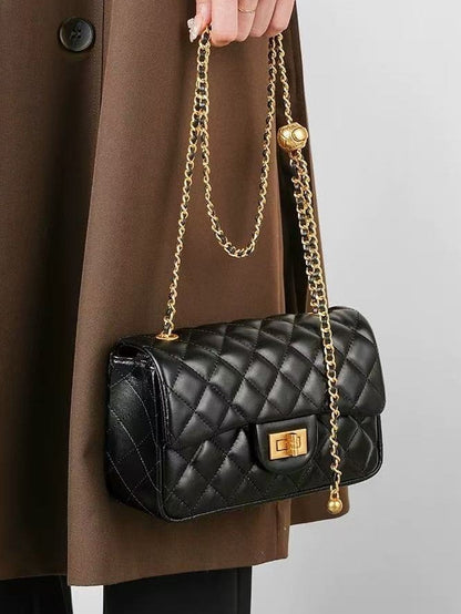 Refined Quilted Genuine Sheepskin Flap Clutch Bag