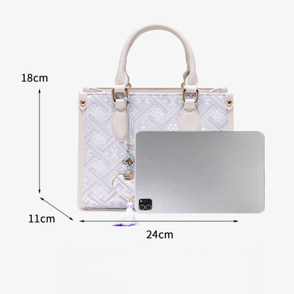 Exquisite Vegan Eco-Leather Mini Tote Clutch Bag with Elegant Tassel Charm