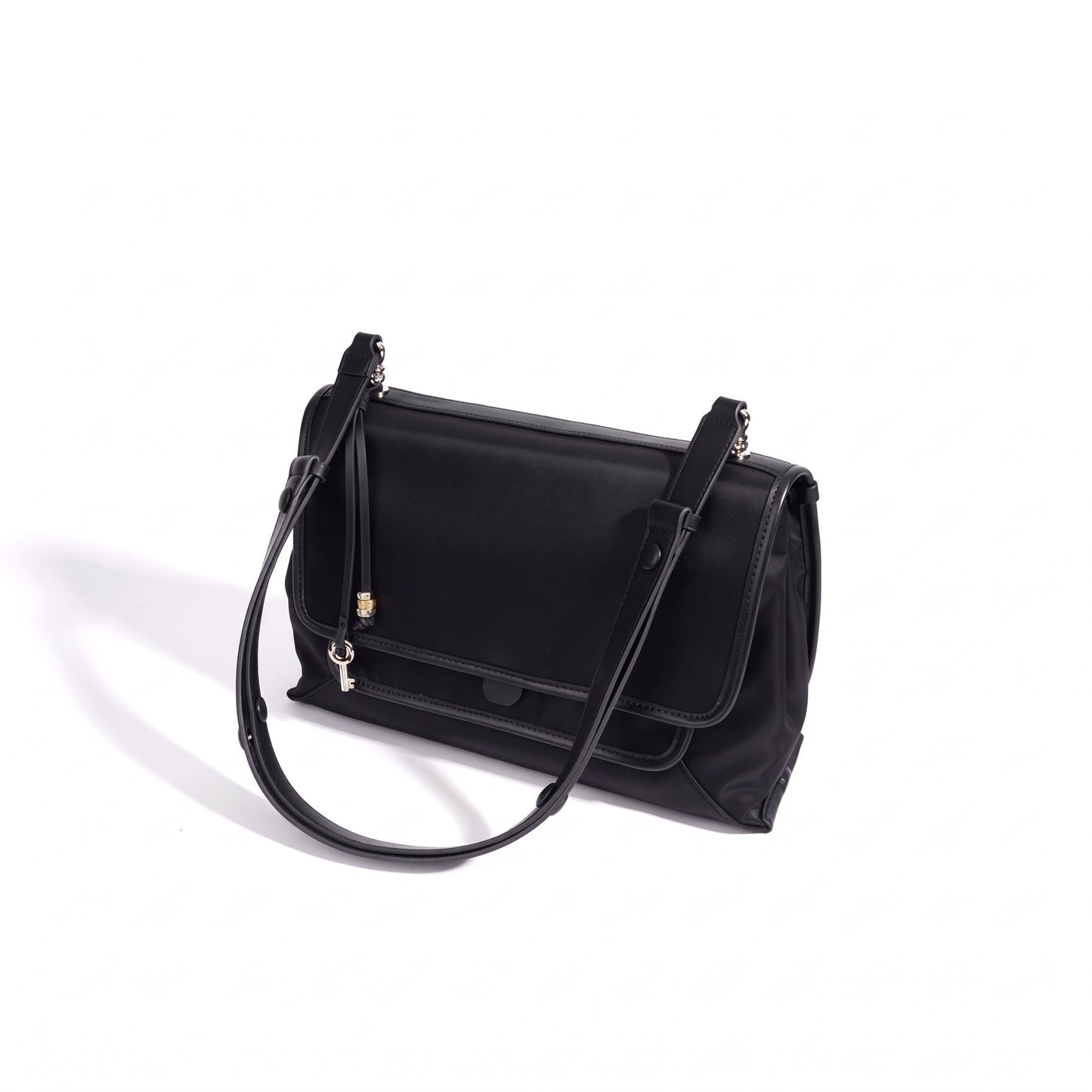 Sleek Nylon Flap Messenger Clutch Bag