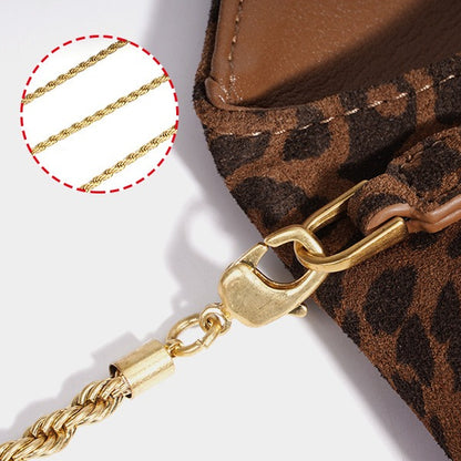 Retro Suede Genuine Leather Leopard Envelope Clutch Bag
