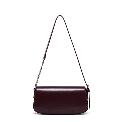 Minimalist Vintage Genuine Leather Baguette Saddle Bag