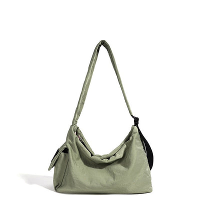 Minimalist Slouchy Nylon Shoulder Clutch Bag