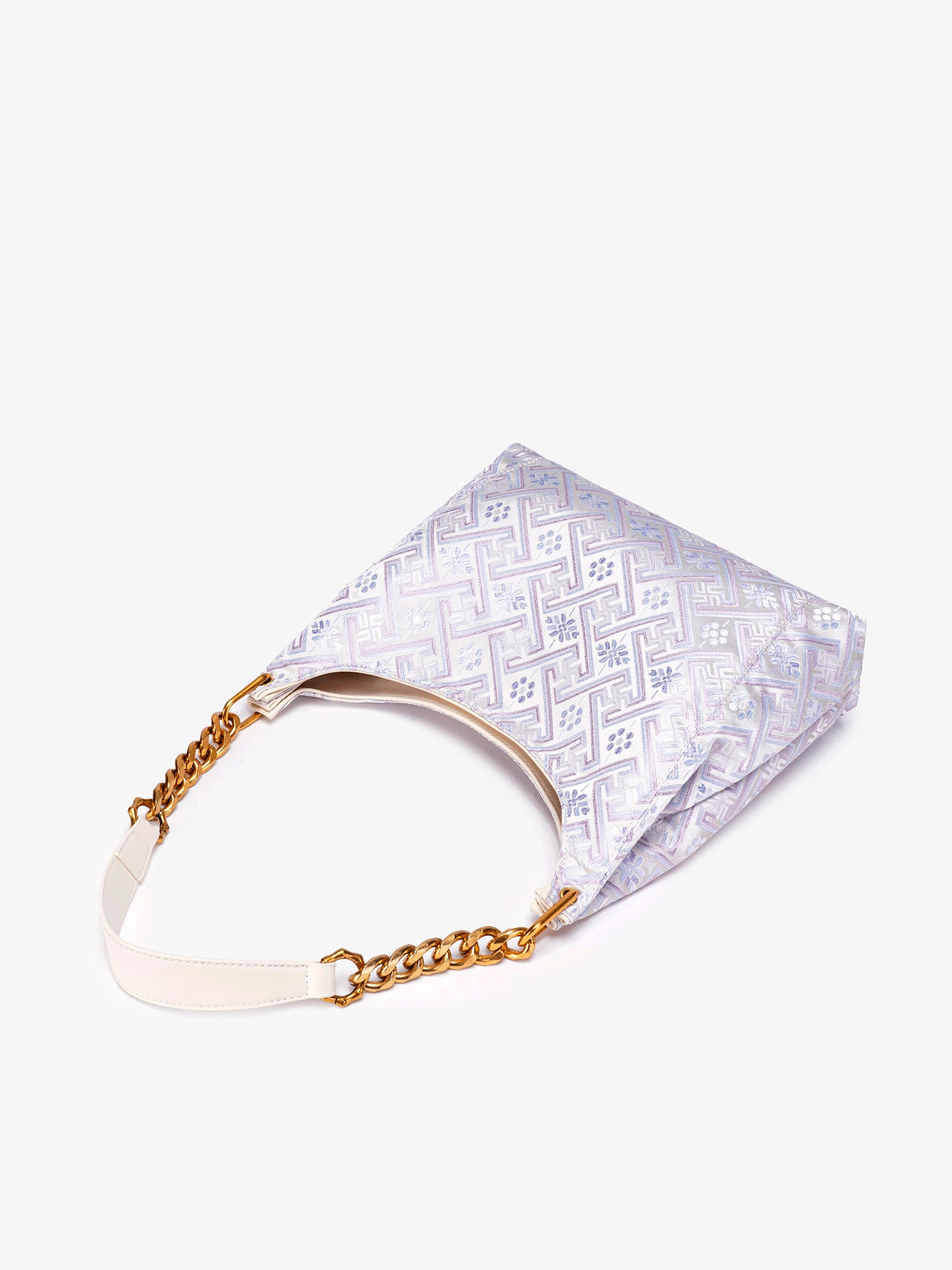 Artisanal Geometric Vegan Eco-Leather Hobo Chain Bag