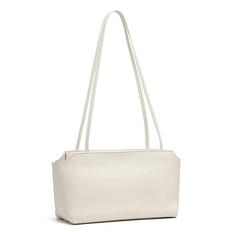 Minimalist Genuine Lambskin Leather Baguette Clutch Bag