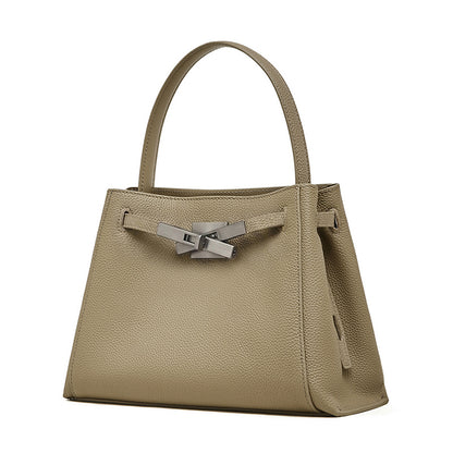 Sophisticated Kelly Genuine Leather Large Capacity Versatile Bucket Tote Bag