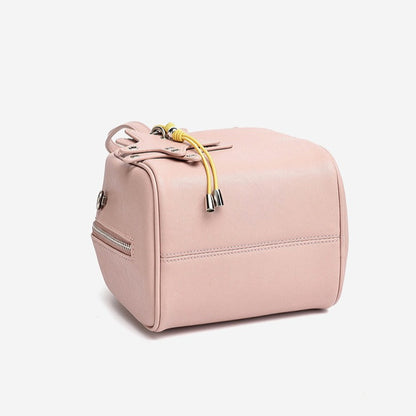 Chic Petite Genuine Leather Mini Boston Clutch Bag with Playful Star Charm