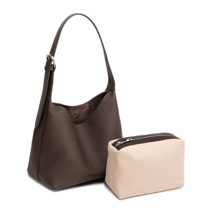 Borsa hobo a secchiello versatile in vera pelle con tracolla regolabile
