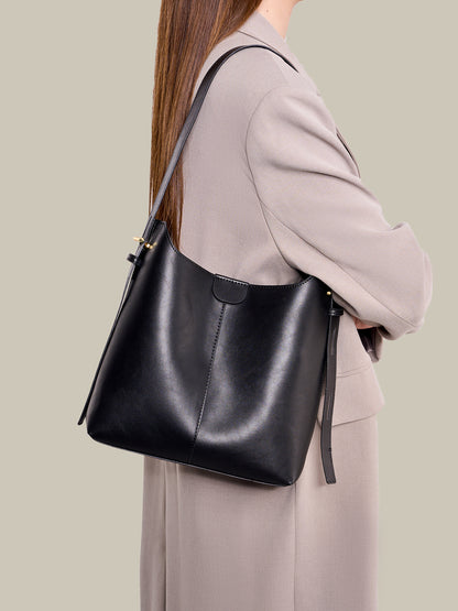 Classic Minimalist Vegan Eco-Leather Hobo Tote Clutch Bag