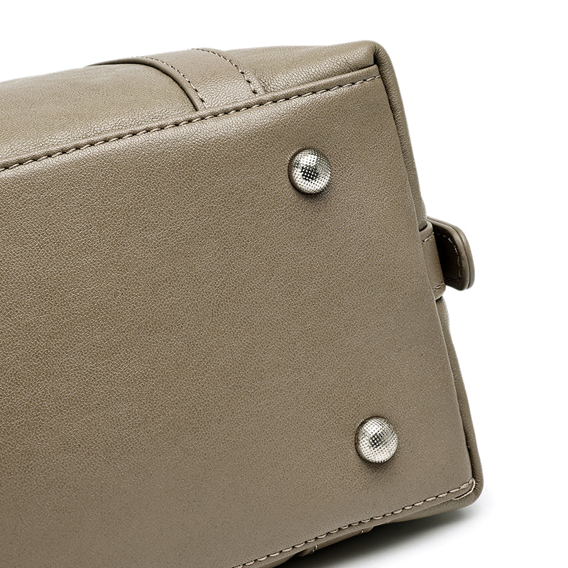 Effortless Genuine Leather Commuter Boston Clutch Bag