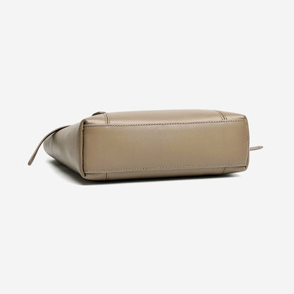 Sleek Genuine Leather Mini Bucket Clutch Bag with Adjustable Straps