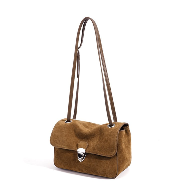Elegant Suede Genuine Leather Flap Clutch Bag