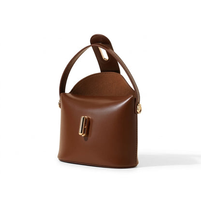 Borsa da donna in pelle genuina vintage con manico superiore e chiusura a lucchetto